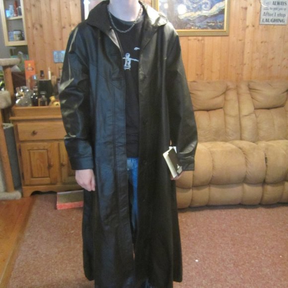LEATHER BUTTON FRONT LEATHER SWING COAT, IMAGES BY DAMSELLE, SMALL, W/TAGS - Picture 1 of 15